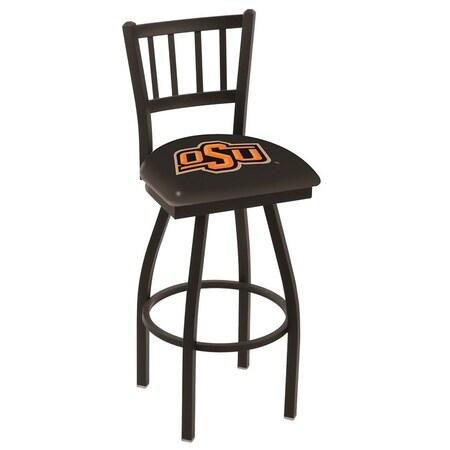 36 Blk Wrinkle Oklahoma State Swivel Bar Stool,Jailhouse Back